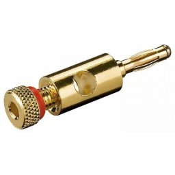 Conector Banana Goobay Metalic Placat Cu Aur Conexiune Prin Insurubare 4mm Inel Rosu