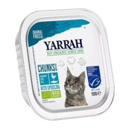 Set 2 x Hrana Umeda Bio pentru Pisici cu Carne de Pui, Peste si Spirulina, 100 g, Yarrah