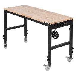Masa de lucru mobila PROLINE, 122x51cm, sarcina 500kg, inaltime reglabila 74.5-97cm, 4 roti cu frana, 2 prize AC, 2x USB-C, 31221