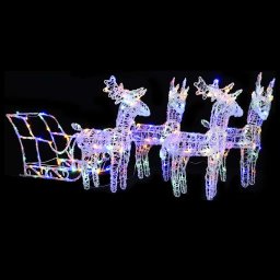 Decoratiune de Craciun cu reni si sanie, 280x28x55, acril GartenMobel Dekor
