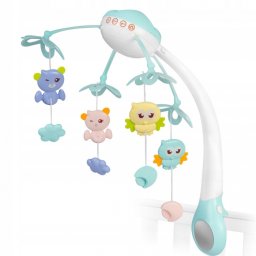 Carusel muzical pentru patut cu proiector, sunete si jucarii Ricokids RK-813 - Albastru