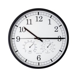 Ceas de perete cu termometru și higrometru d. 30 cm 1xAA negru/alb