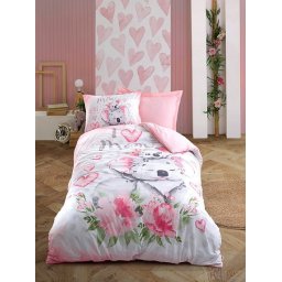 Set lenjerie pat single, bumbac ranforce 100%, husa pilota 160x220 cm + cearsaf plat 160x240 cm + fata perna 50x70 cm, multicolor - Verificat A · Re-Bloom