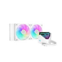 Cooler Deepcool LT 240ARGB Skt. Intel Si AMD Racire Cu Lichid 2 x 120Mm 600 - 2400 RPM Iluminare RGB Alb