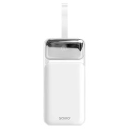 Baterie Externa Savio SAVBA-15 50000mAh Fast Charge 20W 1x USB-C 2xUSB-A LED Maner Transport Alb