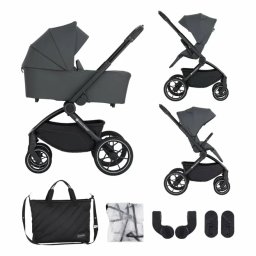 Carucior Copii Petite&Mars 2in1 Scout Cu Landou Pliabil Reversibil Spatar si Suport de Picioare Reglabile in 3 Pozitii Max 22Kg 0Luni+ Gri