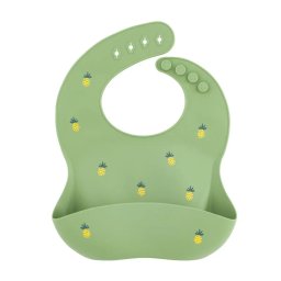 Baveta Petite&Mars Take&Match Reglabila Cu Buzunar Colector Silicon Fara BPA 6Luni+ Model Ananas Verde