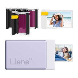 Imprimanta Foto Portabila Liene Pearl N200 Pro Format 2x3Inch Bluetooth + Hartie Foto Autoadeziva 50 Bucati + 5 Cartuse Cerneala Violet