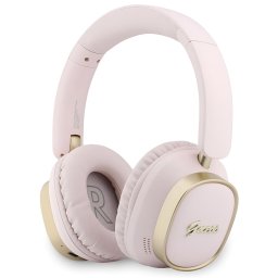 Căști Wireless Over-Ear Guess Rectangle Metal Script, ENC (reducere zgomot microfon), Autonomie 26 ore – Roz
