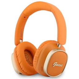 Căști Wireless Over-Ear Guess Rectangle Metal Script, ENC (reducere zgomot microfon), Autonomie 26 ore – Portocaliu