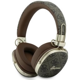 Căști Wireless Over-Ear Guess Metal 4G Script Logo, ENC (reducere zgomot microfon), Autonomie 32 ore – Maro