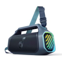 Boxa portabila Soundcore Boom 2 Plus, 140W, BassUp 2.0, IPX7, Lumini RGB, Baterie externa, Bluetooth 6.0, Auracast™, Albastru