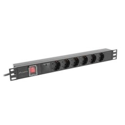 Prelungitor PDU rack power strip 19 inch 1U 16A 6x230V schuko 2m black