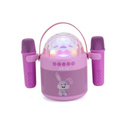 Boxa portabila Set karaoke pentru copii difuzor Bluetooth cu microfon jocuri LED Roz