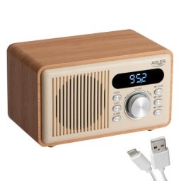 Alarm Clock Radio with Bluetooth 5.3, FM Radio, Alarm, MP3 Player via USB and TF Card, LED Display, 1200 mAh Battery, USB-C, 3.5 mm Headphone Jack,