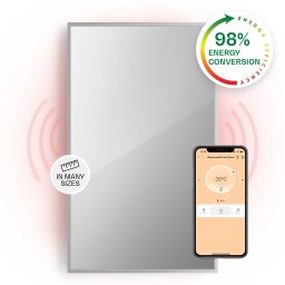 Klarstein La Palma 1000 smart, încălzitor 2 în 1, infraroșu 120 x 60 cm, 1000 W, partea frontală cu oglindă (HTR10-LaPalmaS1000Sv)