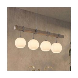 BRILAGI - Lustra suspendată pe cablu WOOD GLASS 4xE27/60W/230V pin/gri/alb