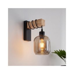 Brilagi - Aplica de perete WOOD GLASS 1xE27/60W/230V pin/negru/gri fumuriu