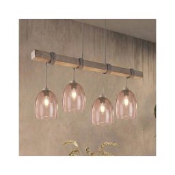 BRILAGI - Lustră suspendată pe cablu WOOD GLASS 4xE27/60W/230V pin/gri/bej fumuriu