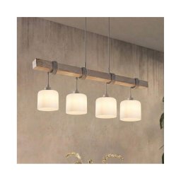 BRILAGI - Lustră pe cablu WOOD GLASS 4xE27/60W/230V pin/gri/alb