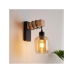 Brilagi - Aplică de perete WOOD GLASS 1xE27/60W/230V pin/negru/maro fumuriu