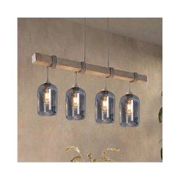 BRILAGI - Lustru suspendat pe cablu WOOD GLASS 4xE27/60W/230V pin/gri/gri fumuriu