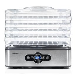 Deshidrator de fructe si legume First Austria FA-5126-5, 240W, 5 nivele, Fara BPA, Termostat, Timer pana la 99h, 35-70°C, Inox/Negru