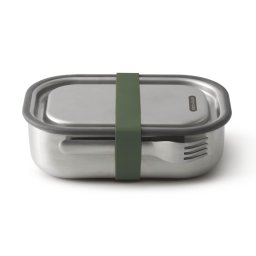 Cutie pentru pranz Black+Blum BAM-SS-L010, 1 L, Dreptunghiulara, Potrivita pentru cuptor, Fara BPA, Otel inoxidabil, Inox/Verde