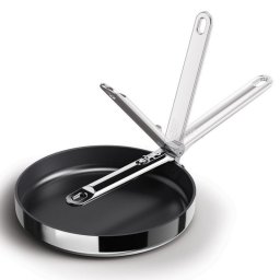 Tigaie adanca cu maner rabatabil Joseph Joseph Space 1000058, 24 cm, Acoperire ceramică, Cuptor pana la 232°C, Toate plitele inclusiv inductie, Argintiu/Negru