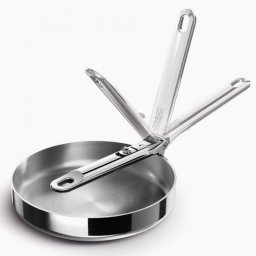 Tigaie adâncă Joseph Joseph Space 1000025, 24 cm, mâner rabatabil, oțel inoxidabil, cuptor până la 232 °C, inducție, inox