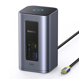 DOCKING STATION Baseus Spacemate RD1 12 in 1, input USB Type-C, output 2xHDMI 4K@60Hz, 2xUSB-C (10Gbps), 2xUSB-A (5Gbps), 2xUSB, 1xRJ45, card reader SD/micro SD, 1XUSB-C (PD), gri