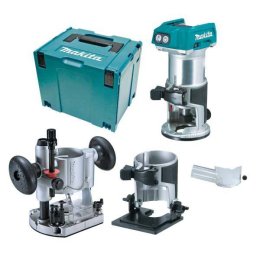 Masina de Frezat Verticala Makita DRT50ZJX2 18V cu Accesorii in Cutie MakPac 4 fara Acumulator Inclus Albastru