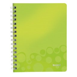 Caiet de birou LEITZ Wow, PP, A5, cu spira, matematica - verde metalizat