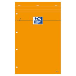 Blocnotes A4+, OXFORD Orange, 80 file albe - 80g/mp, Scribzee, 4 perf, coperta carton - mate