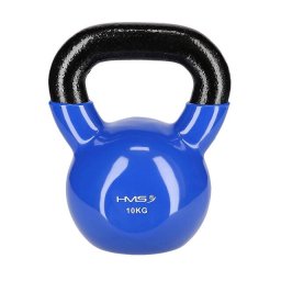 Greutate Kettlebell, Fonta/Vinil, 10kg, Negru/Albastru