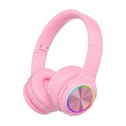 Casti wireless pentru copii PLED, LED, Bluetooth 5.3, 25-30h autonomie, Roz