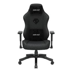 Scaun gaming din material textil Phantom 3 L gri închis, rotativ