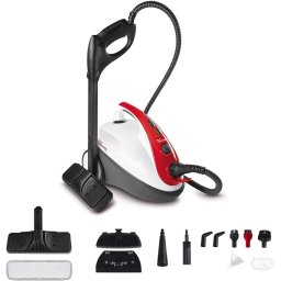 Aparat de Curatat cu Abur Polti Vaporetto Smart 30 R, Emisie Abur 85 g min, Presiune Abur 3 BAR, 1800 W, Alb Rosu