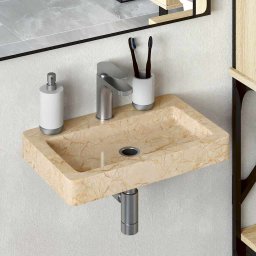 Chiuveta cu montaj pe perete, crem, 38x24x6,5 cm, marmura GartenMobel Dekor