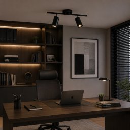 Lustra Sisimiut cu 2 spoturi GU10, metal negru, design modern-clasic