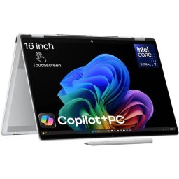 Laptop HP OmniBook X Flip Next Gen AI 16-as0022nn Intel Core Ultra 7 256V 4.8GHz 16inch 2K IPS 16GB LPDDR5x RAM 2TB SSD Intel Arc Graphics Windows 11 Home Silver