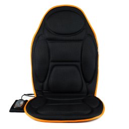 Husa scaun pentru masaj Medivon Cosy Mesh, 12 W, 4 zone, 5 moduri, Incalzire, Timer, Telecomanda, Negru/Portocaliu