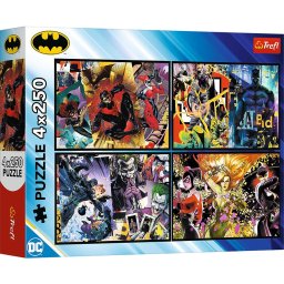 Puzzle 4x250 piese Batman în acțiune