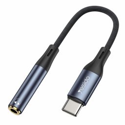 Cablu Yesido Audio Type-C la Jack, 15cm, Transfer date / incarcare, Universal – Negru