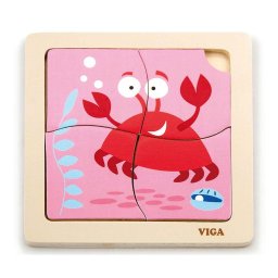 Wooden puzzle for kids Viga 4 pieces Crab