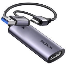 Placa captura video USB/USB-C la HDMI, 2K 30Hz, 5Gbps, Ugreen CM629, gri