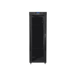Installation cabinet rack 19 37u 600x800 black, black glass door lcd (Flat pack)