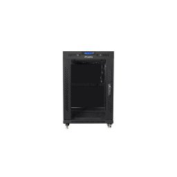 Rack installation, standing 19 15U 600X600 black, glass door (flat pack)