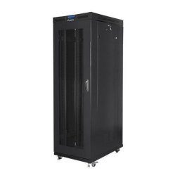 Standing rack cabinet 19 inches 27U 800x1200 black perforated door LCD FLAT PACK