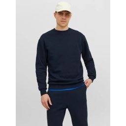 Jack & Jones Bluza barbati, simpla cu decolteu la baza gatului, Bleumarin inchis (SELECTATI MARIMEA: S)